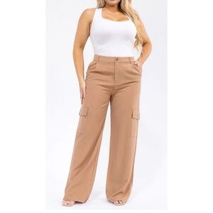 Pinstripe Cargo Wide Leg Pants